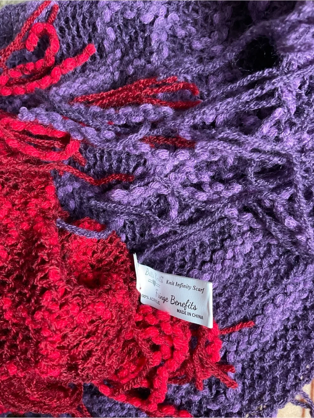 3 New Fringe Knit Infinity Scarf Scarves Whimsigoth Cozy Frazzled Lady Academia